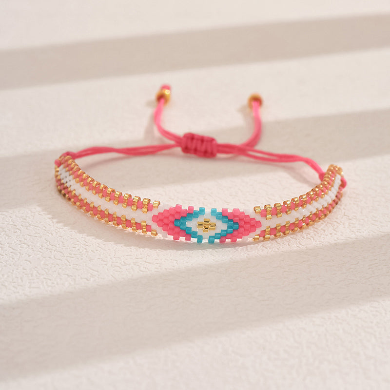 Original Design Handmade IG Style Geometric Arrow Glass Rope Woven Chain String Bracelets