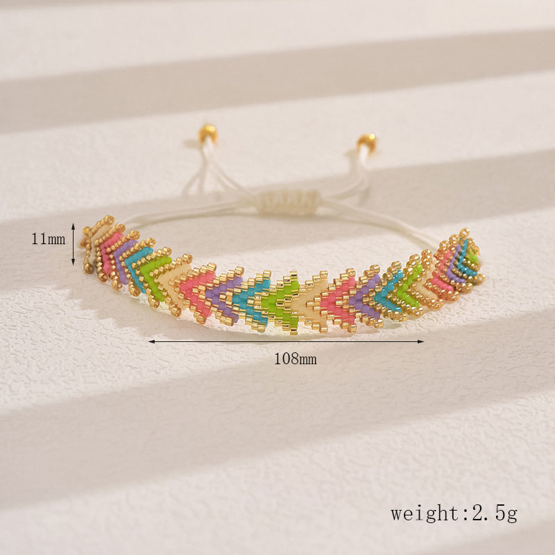 Original Design Handmade IG Style Geometric Arrow Glass Rope Woven Chain String Bracelets