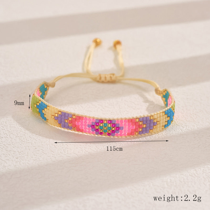 Original Design Handmade IG Style Geometric Arrow Glass Rope Woven Chain String Bracelets