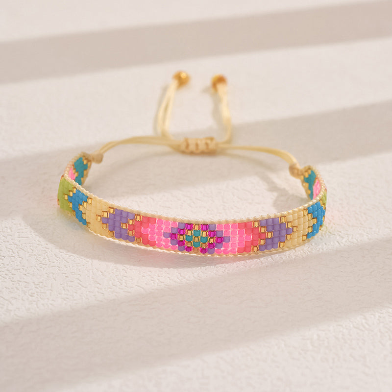 Original Design Handmade IG Style Geometric Arrow Glass Rope Woven Chain String Bracelets