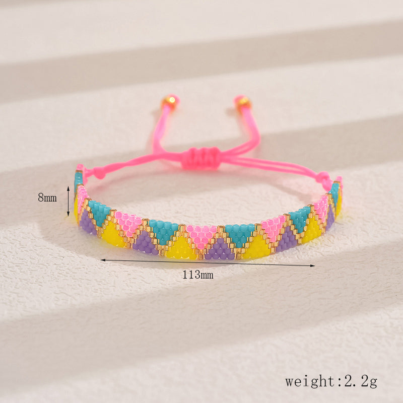 Original Design Handmade IG Style Geometric Arrow Glass Rope Woven Chain String Bracelets