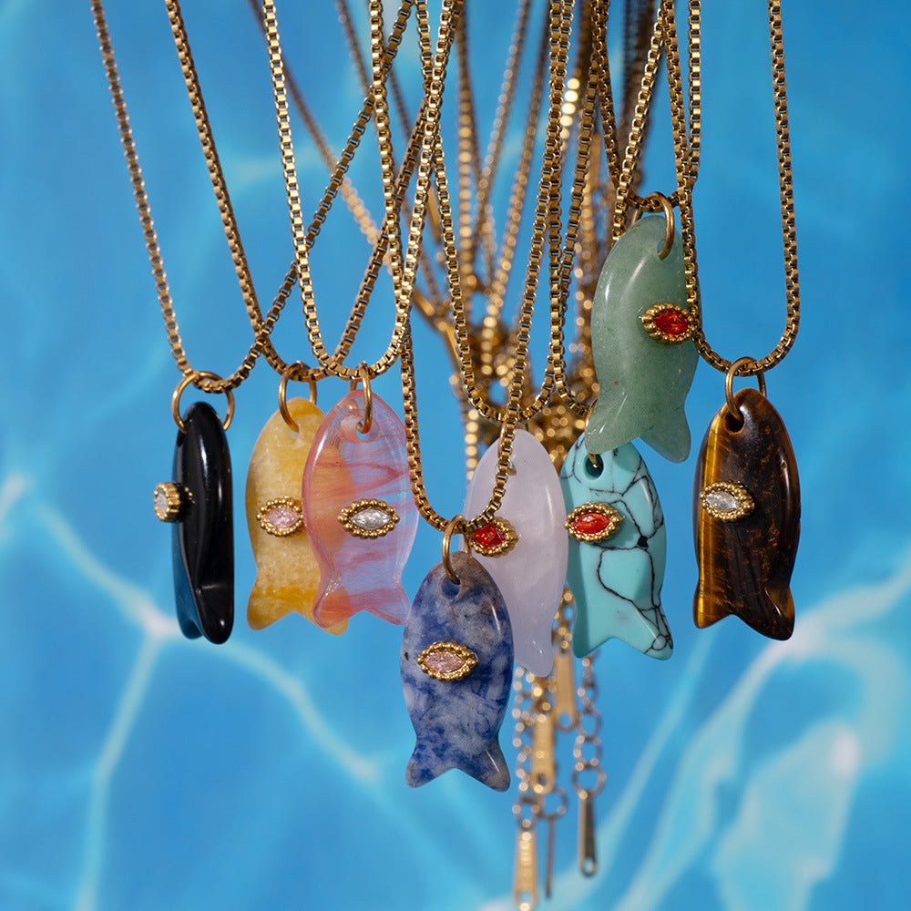 Cute Fish 304 Stainless Steel Plating Pendant Necklace
