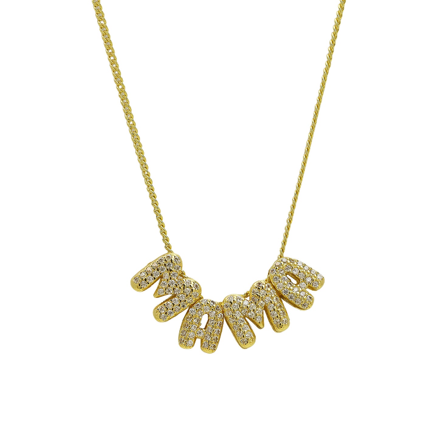 Letter Brass Zircon 18K Gold Plated Plating Pendant Necklace