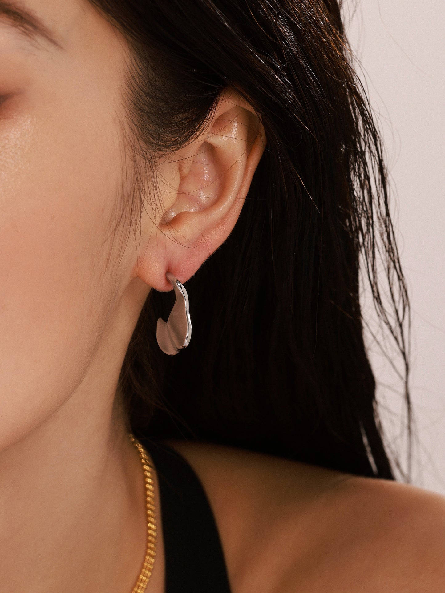 C Shape Plating 304 Stainless Steel 18K Gold Plated Ear Studs