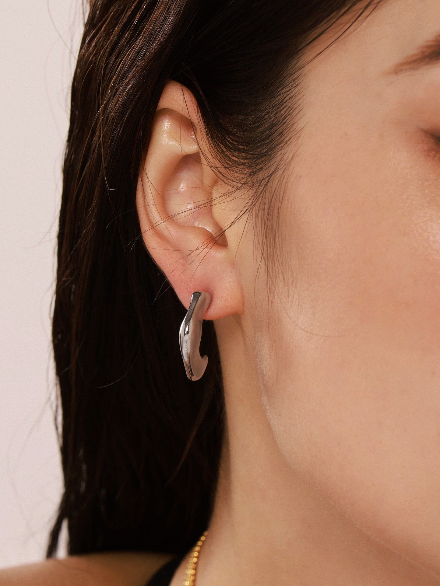 C Shape Plating 304 Stainless Steel 18K Gold Plated Ear Studs