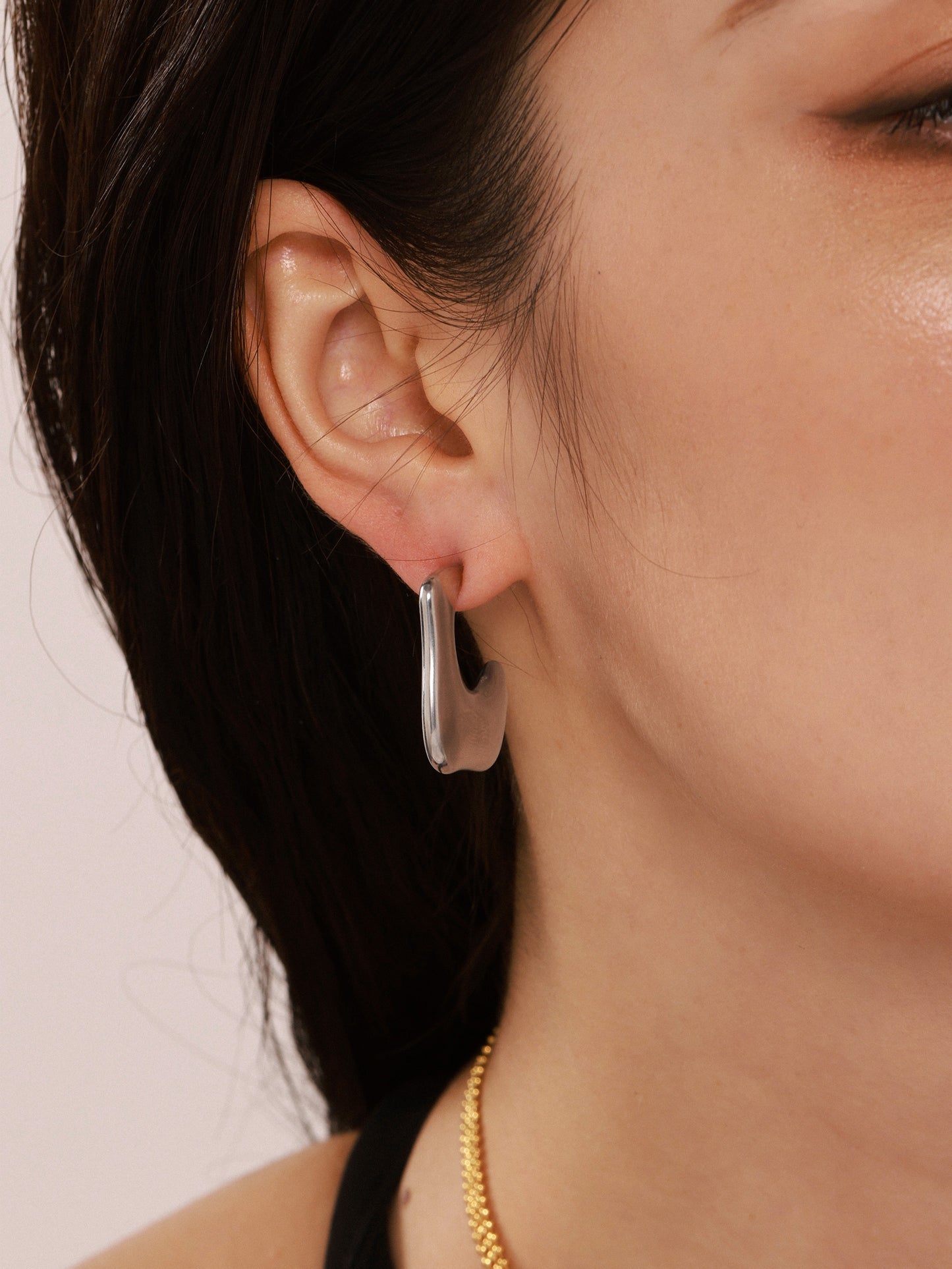 C Shape Plating 304 Stainless Steel 18K Gold Plated Ear Studs