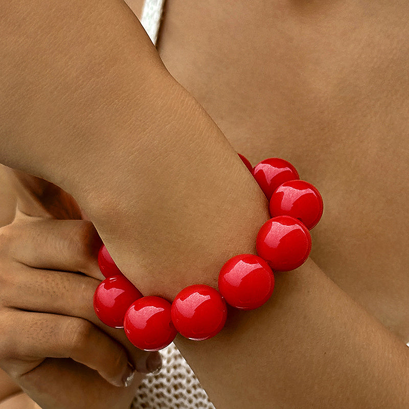 Simple Style Round Plastic Beaded Chain Slip-on Beaded Bracelets