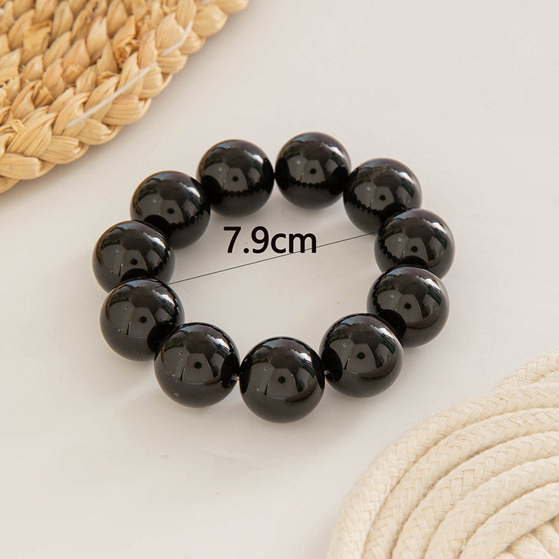 Simple Style Round Plastic Beaded Chain Slip-on Beaded Bracelets