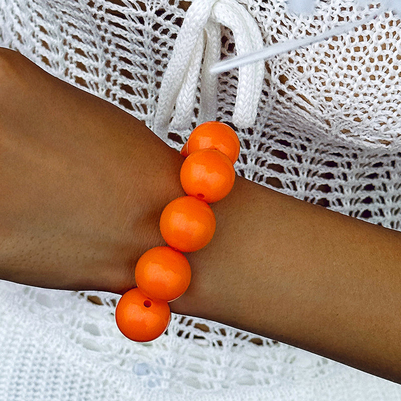 Simple Style Round Plastic Beaded Chain Slip-on Beaded Bracelets