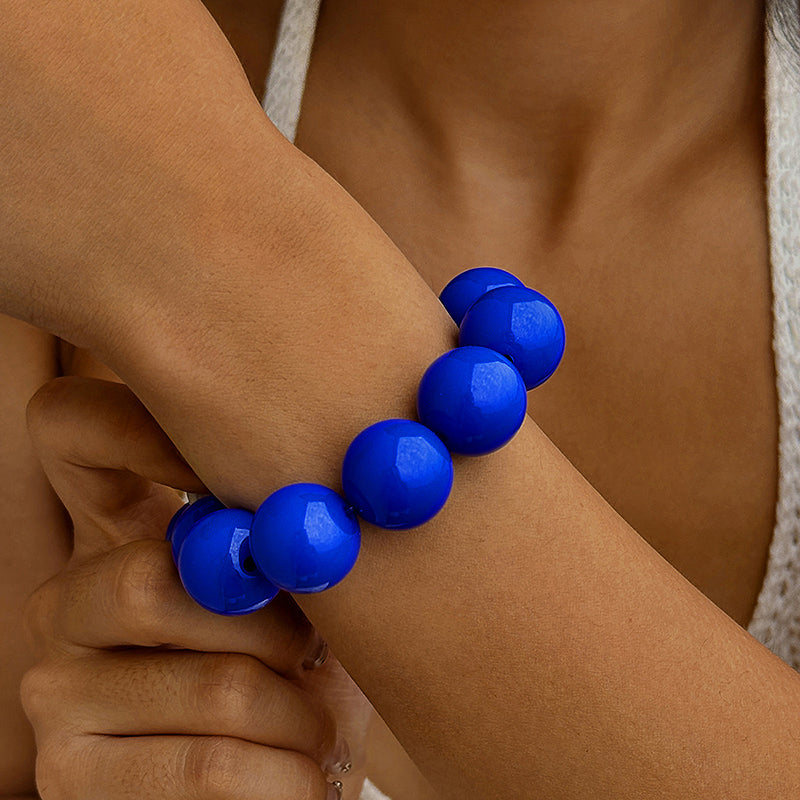 Simple Style Round Plastic Beaded Chain Slip-on Beaded Bracelets