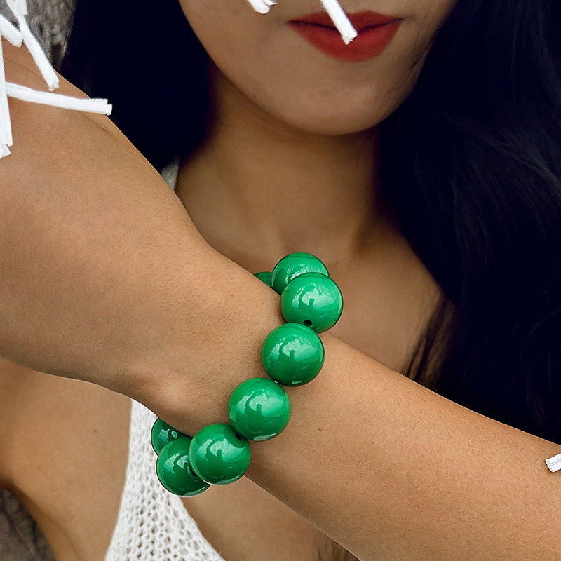 Simple Style Round Plastic Beaded Chain Slip-on Beaded Bracelets