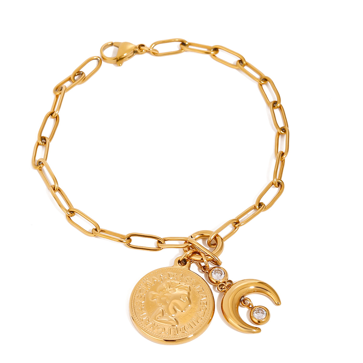 Sun Star Moon 316 Stainless Steel Cuban Link Chain Curb Chain Bracelets
