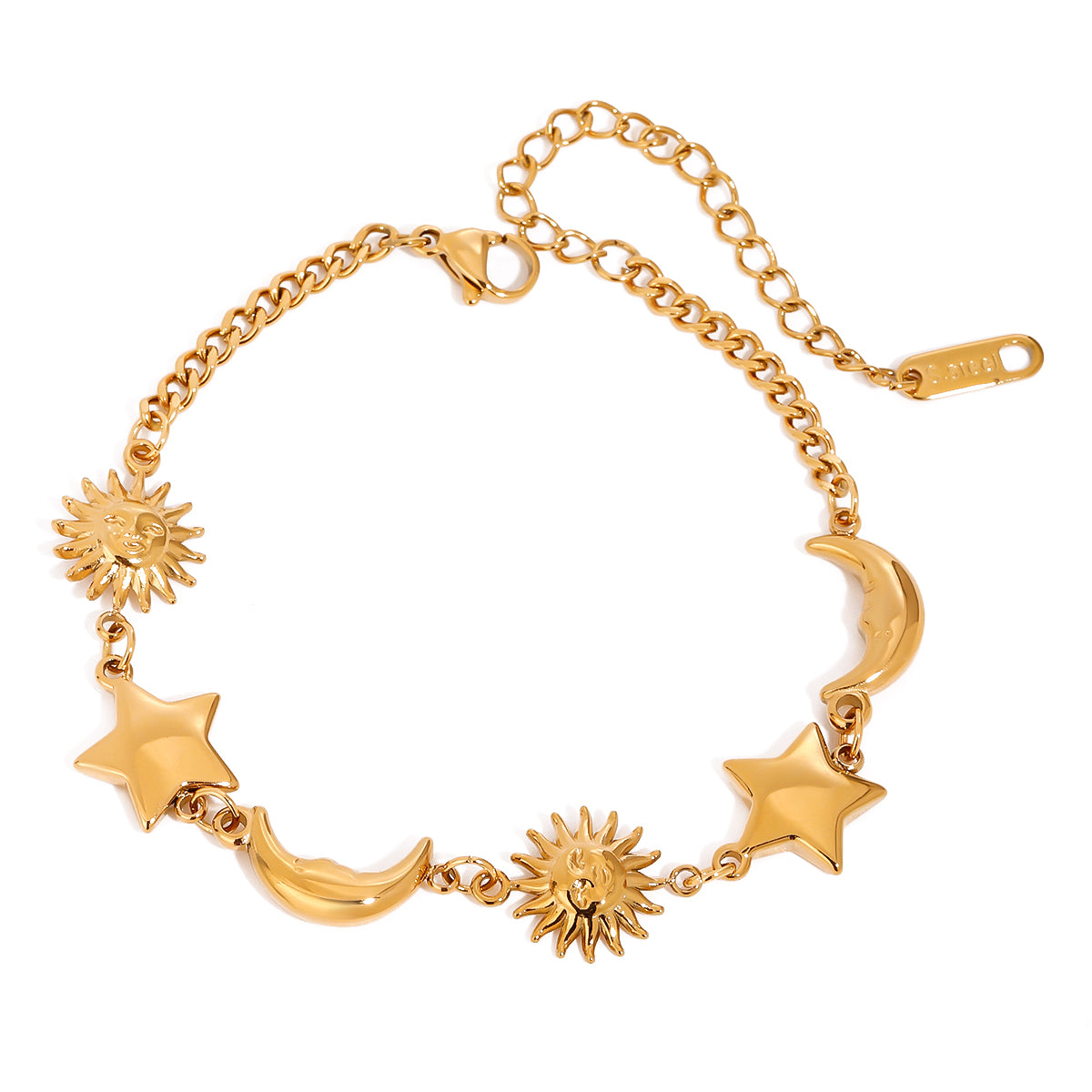 Sun Star Moon 316 Stainless Steel Cuban Link Chain Curb Chain Bracelets