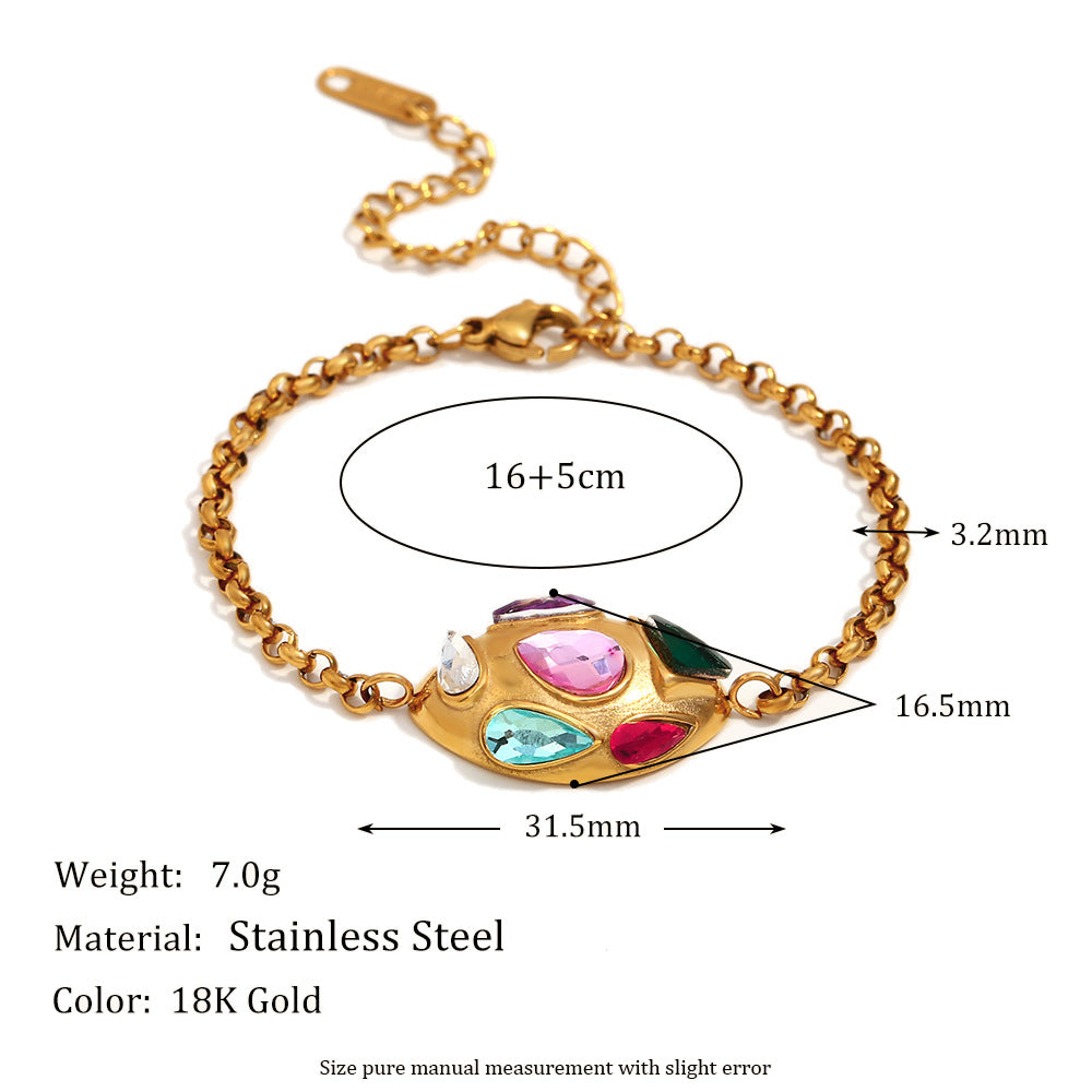 Water Droplets 304 Stainless Steel Zircon Bracelet