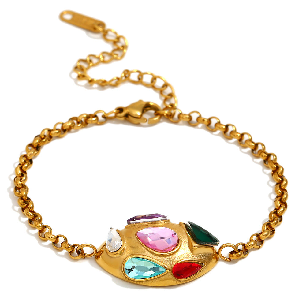Water Droplets 304 Stainless Steel Zircon Bracelet