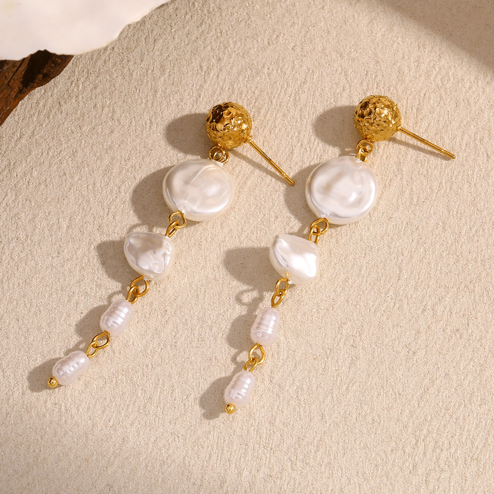 Vacation Classic Style Round Plating 304 Stainless Steel 18K Gold Plated Drop Earrings