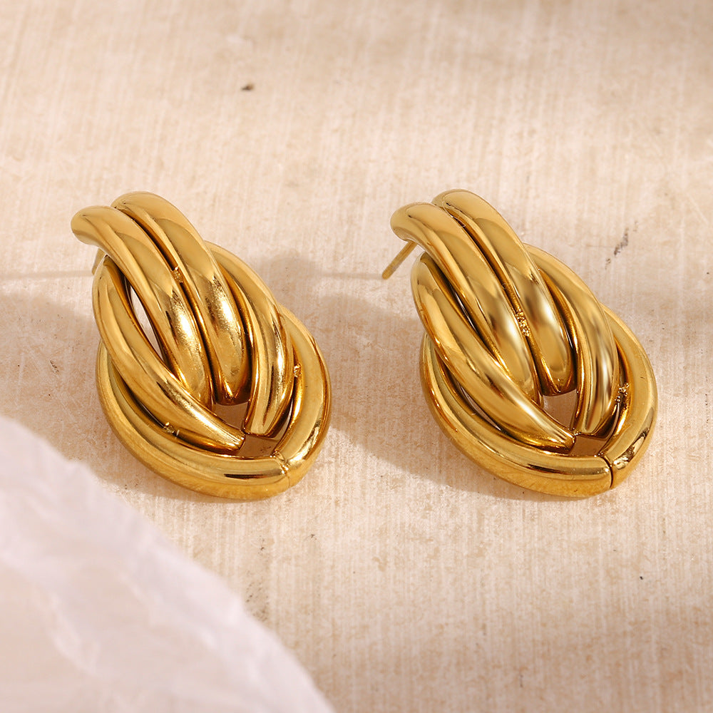 Classic Style Commute Geometric Plating 304 Stainless Steel 18K Gold Plated Ear Studs