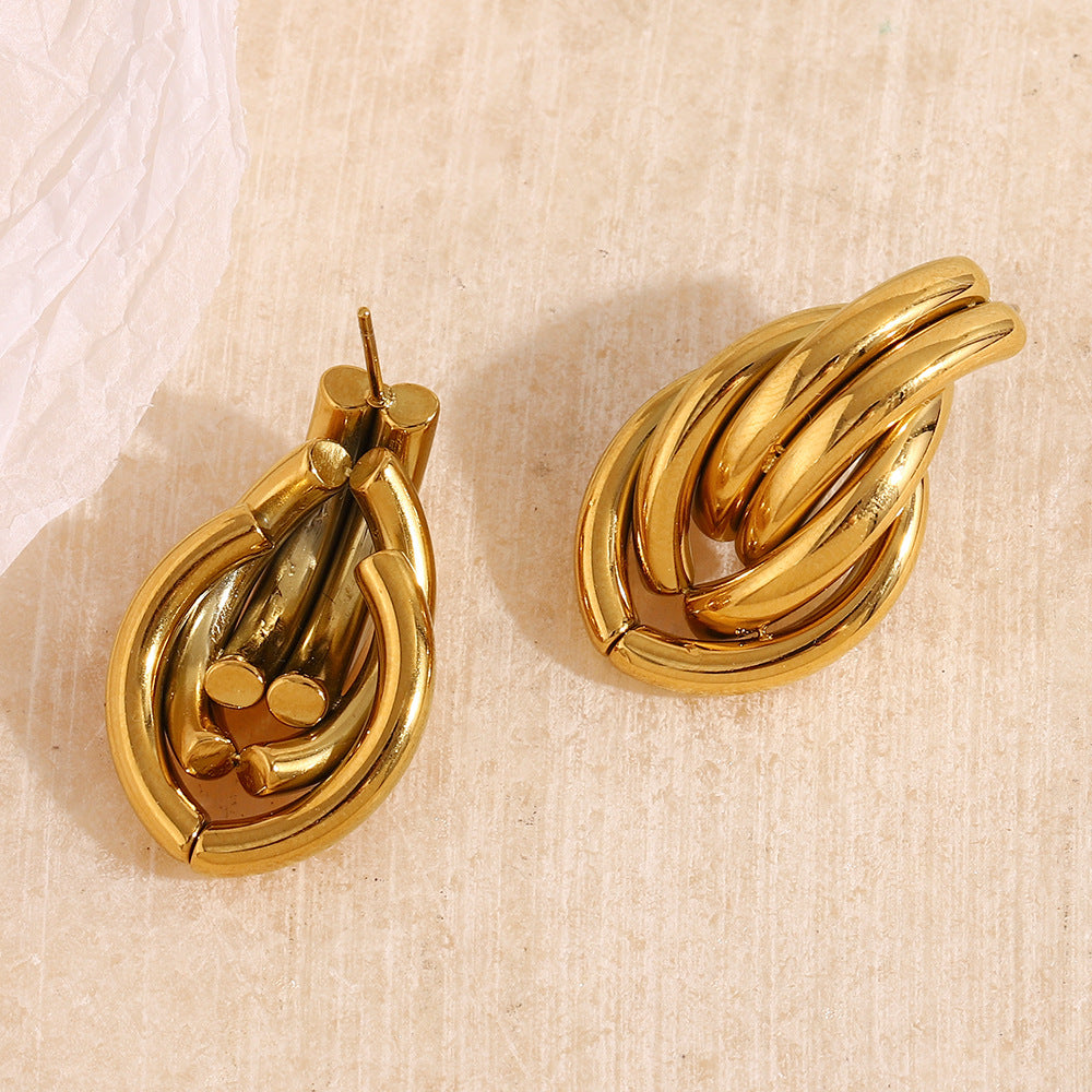 Classic Style Commute Geometric Plating 304 Stainless Steel 18K Gold Plated Ear Studs
