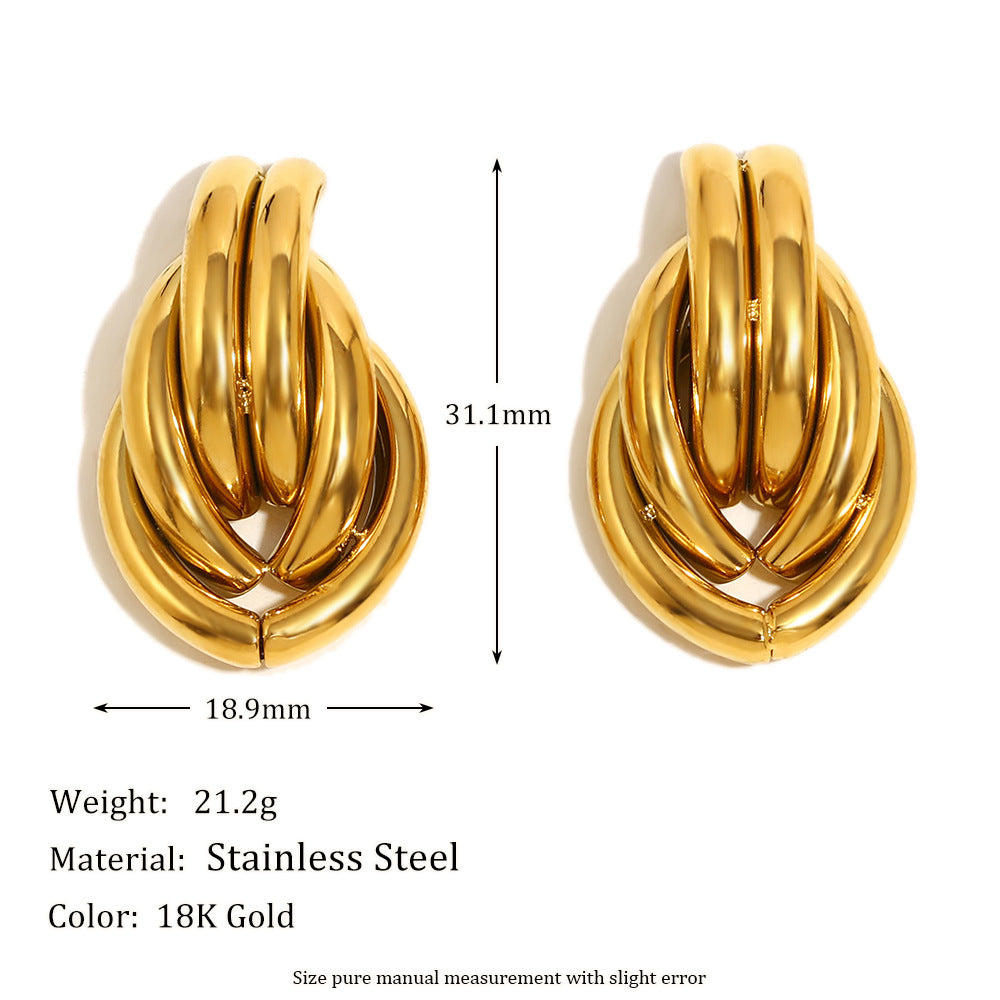 Classic Style Commute Geometric Plating 304 Stainless Steel 18K Gold Plated Ear Studs