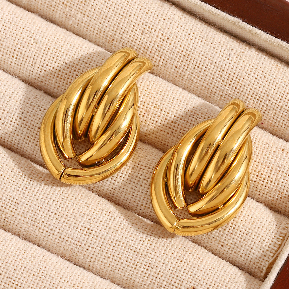 Classic Style Commute Geometric Plating 304 Stainless Steel 18K Gold Plated Ear Studs