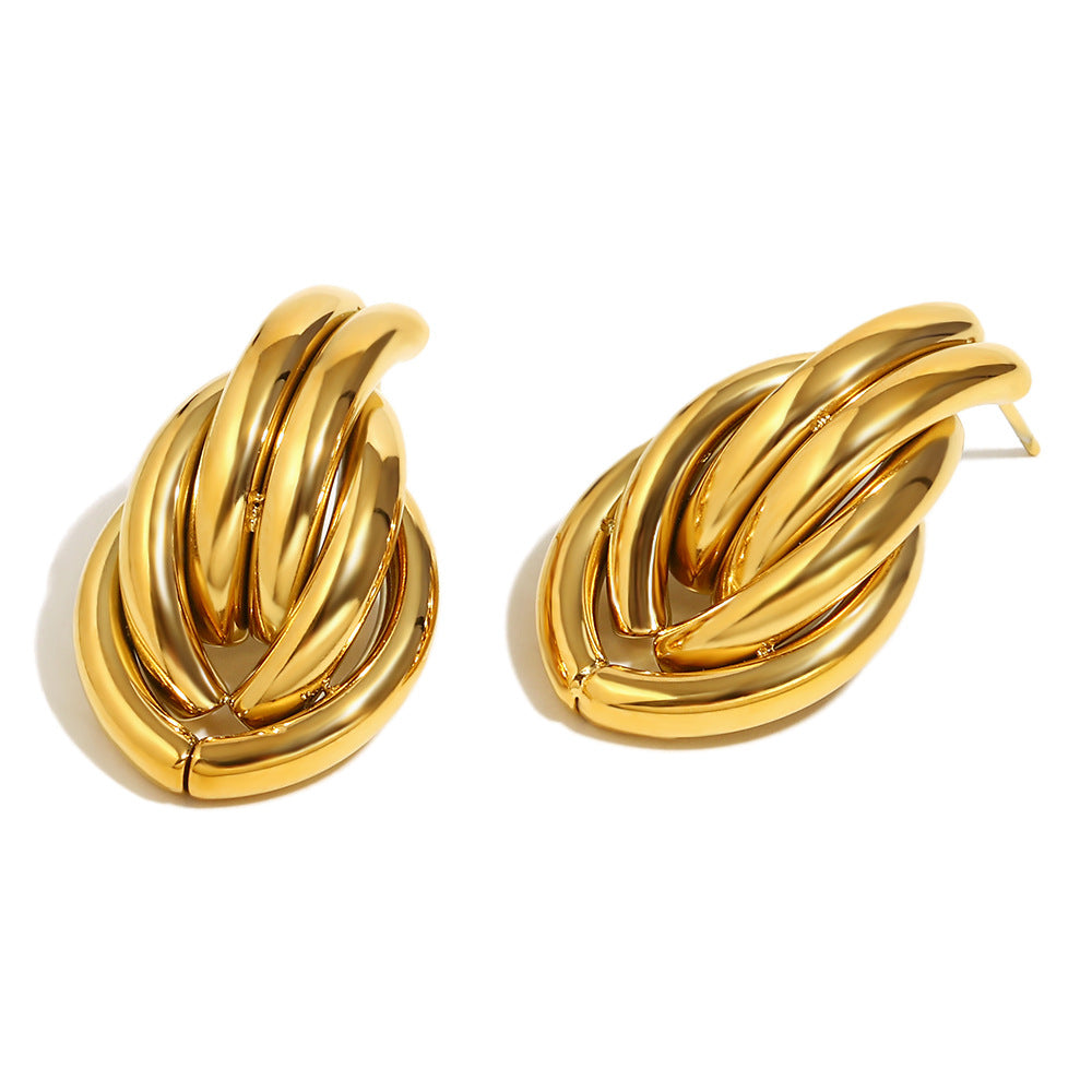 Classic Style Commute Geometric Plating 304 Stainless Steel 18K Gold Plated Ear Studs
