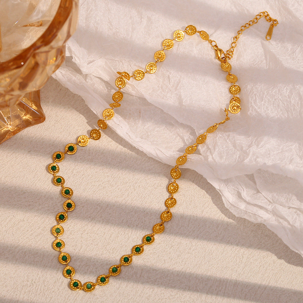 Classic Style Geometric 304 Stainless Steel 18K Gold Plated Plating Necklace
