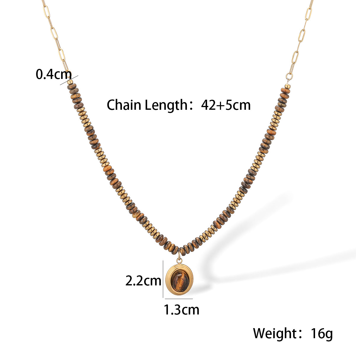 304 Stainless Steel Beaded Chain Pendant Necklace