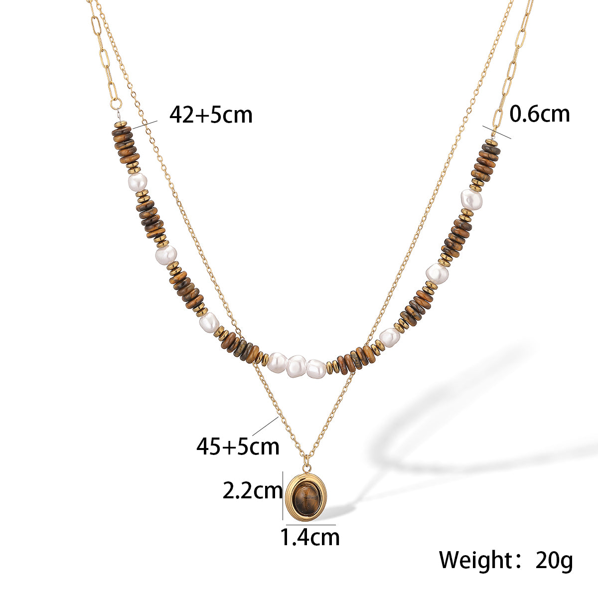 304 Stainless Steel Beaded Chain Pendant Necklace
