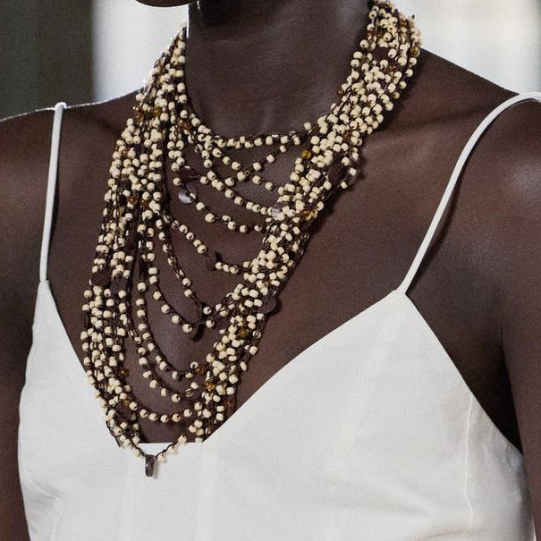 Ethnic Style Beaded Statement Necklace