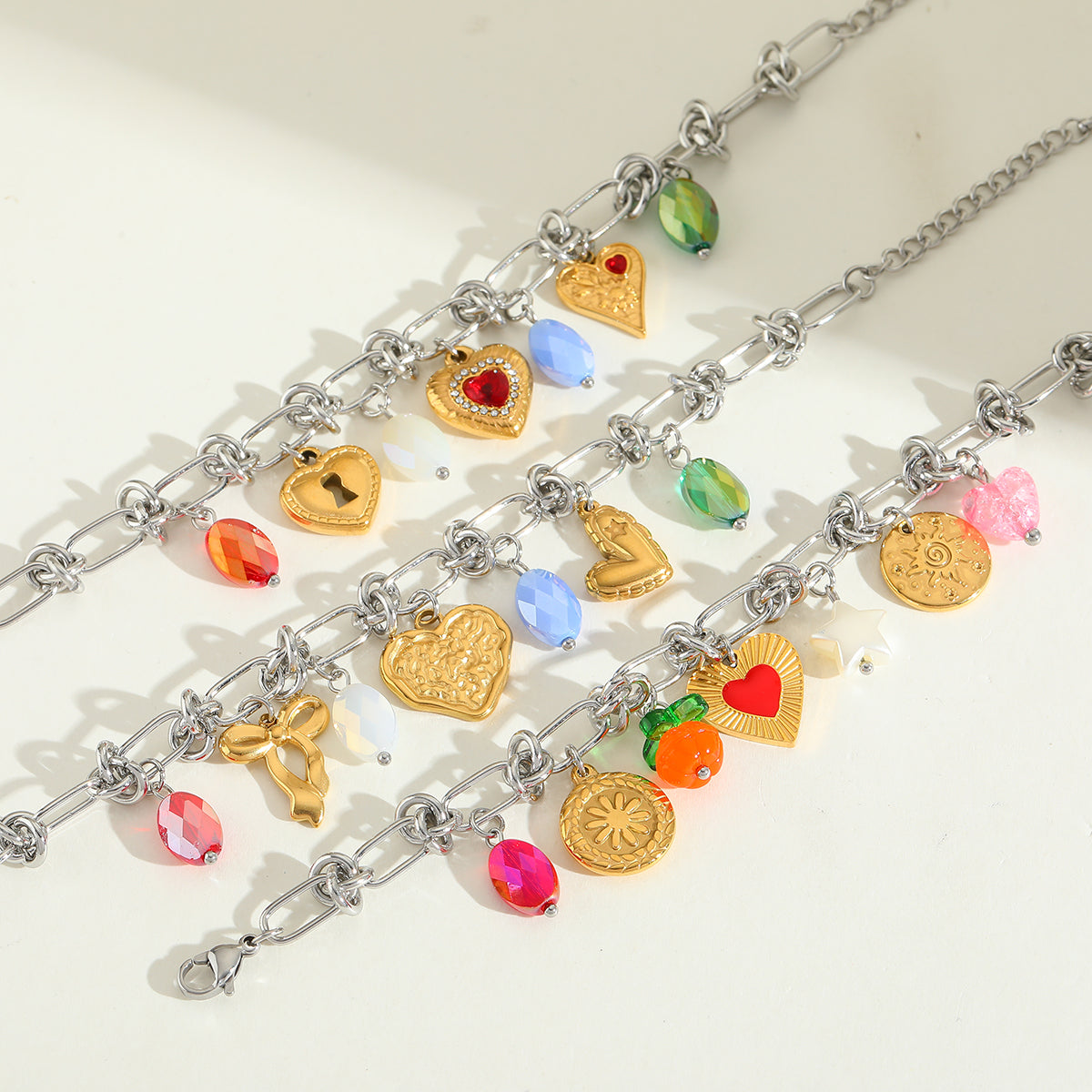 Elegant Cute 304 Stainless Steel Multi Charms Bracelet