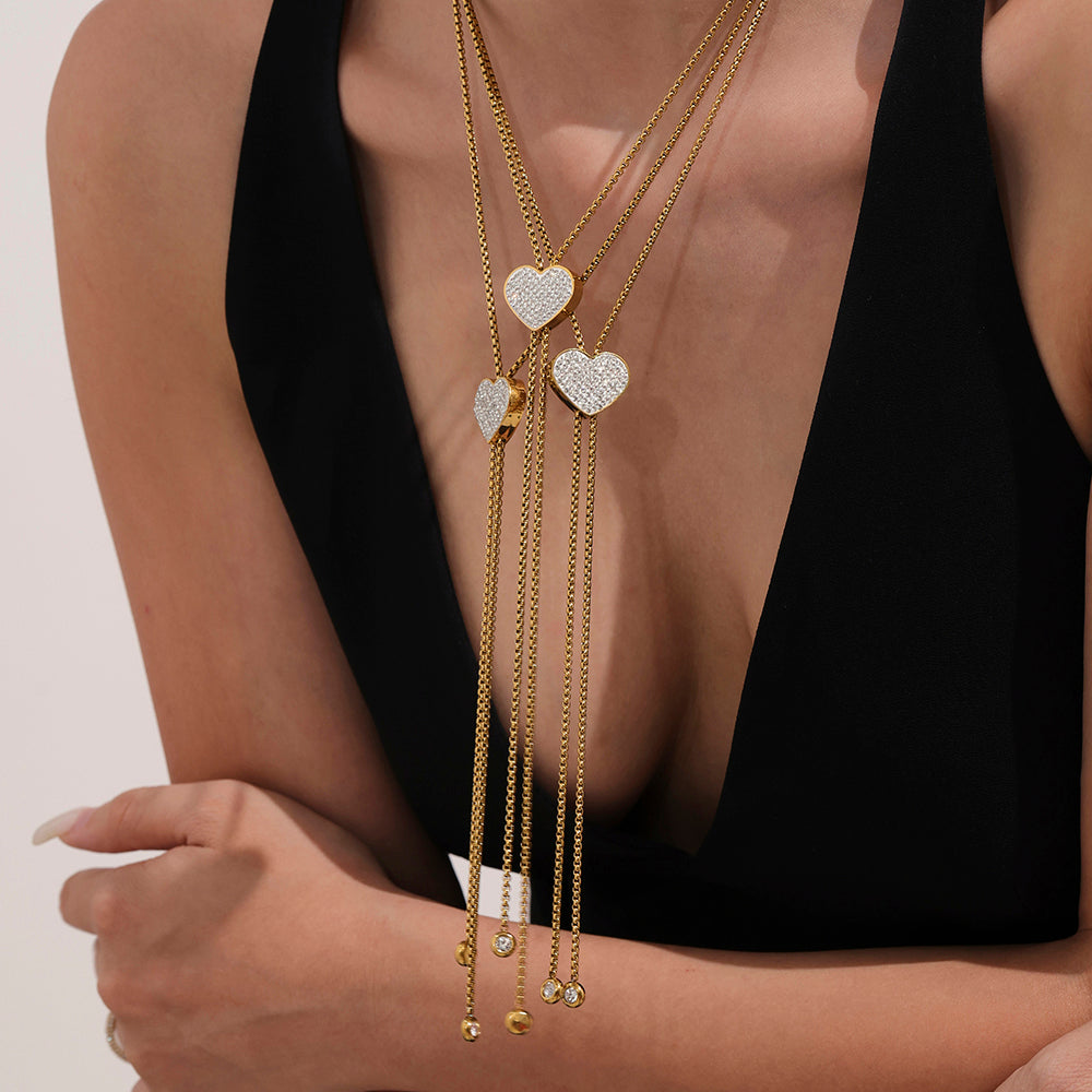 Κολιέ καρδιά με zircon σε χρυσό & ασημί – Χονδρική So Cute by Dimi