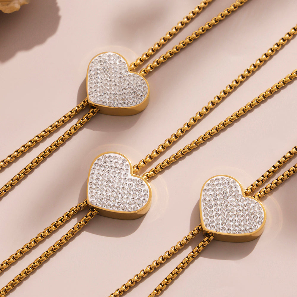 Κολιέ καρδιά με zircon σε χρυσό & ασημί – Χονδρική So Cute by Dimi