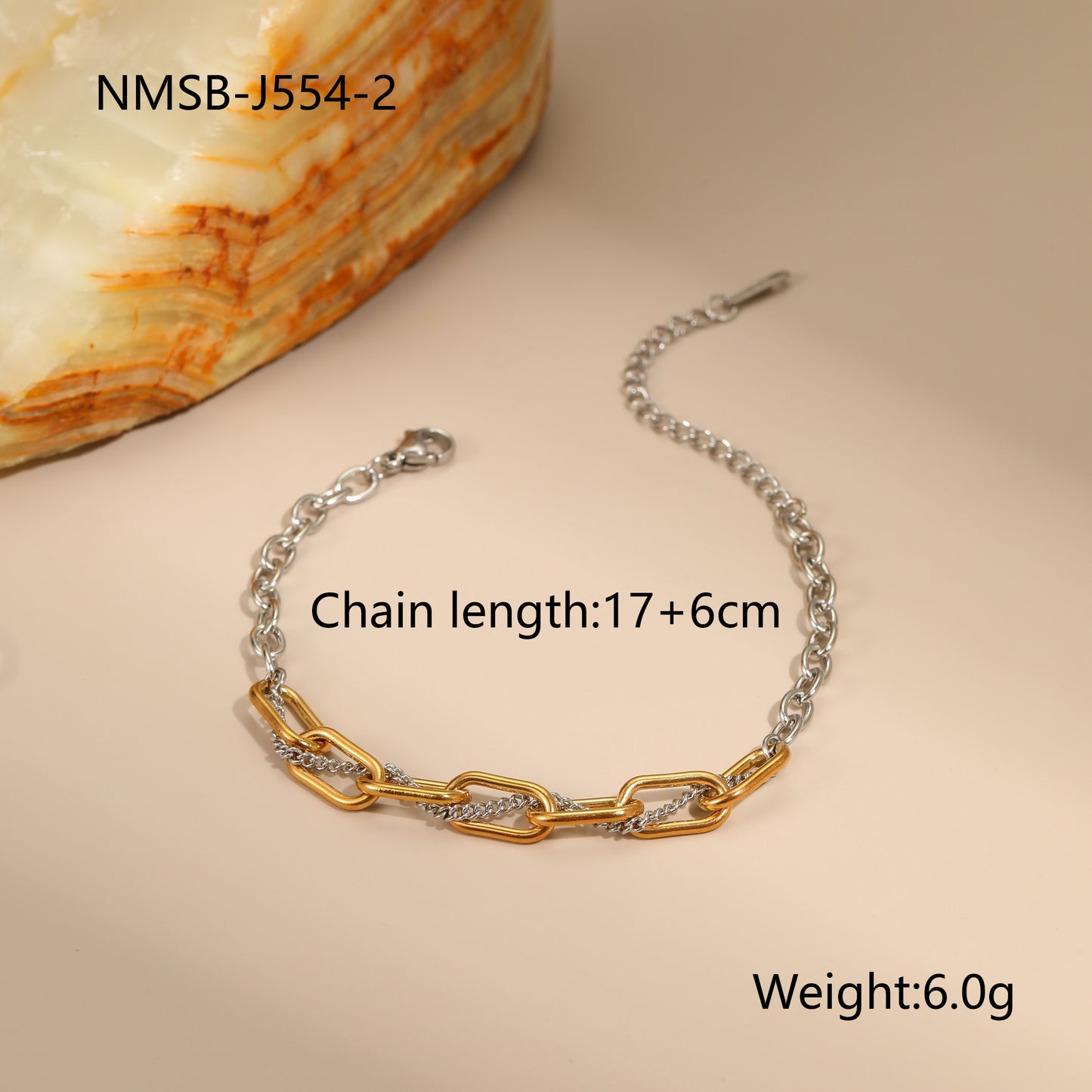 Βραχιόλι chain link διχρωμίας από ατσάλι – Χονδρική So Cute by Dimi