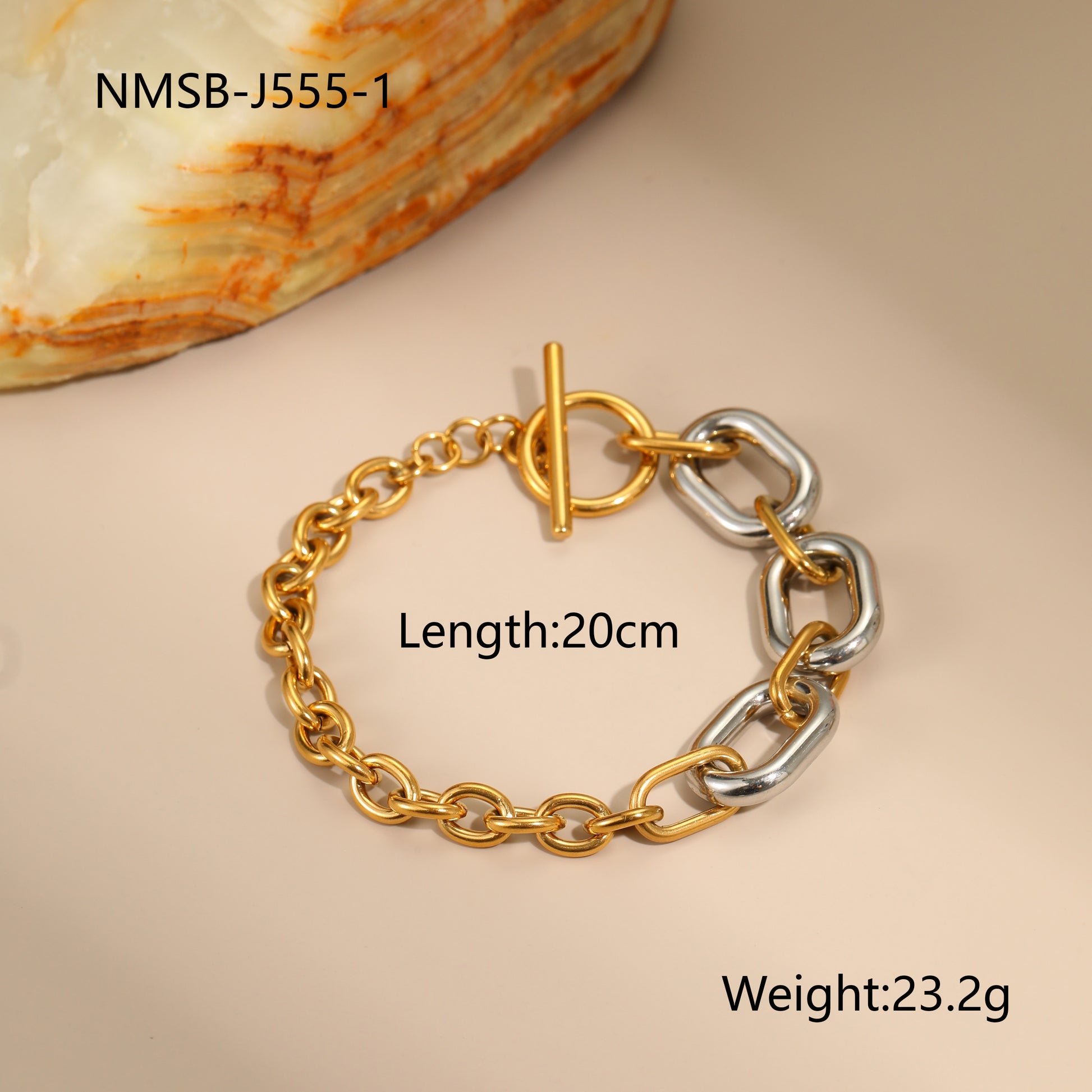 Βραχιόλι chunky chain διχρωμίας με toggle clasp από ατσάλι – Χονδρική So Cute by Dimi