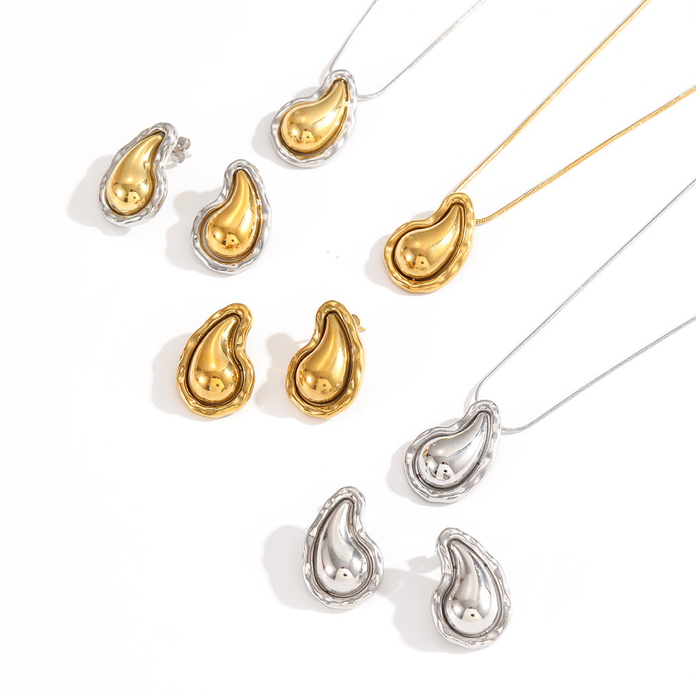 💎🕒 Liquid Drop Pendant – Κολιέ Σταγόνα από Ατσάλι