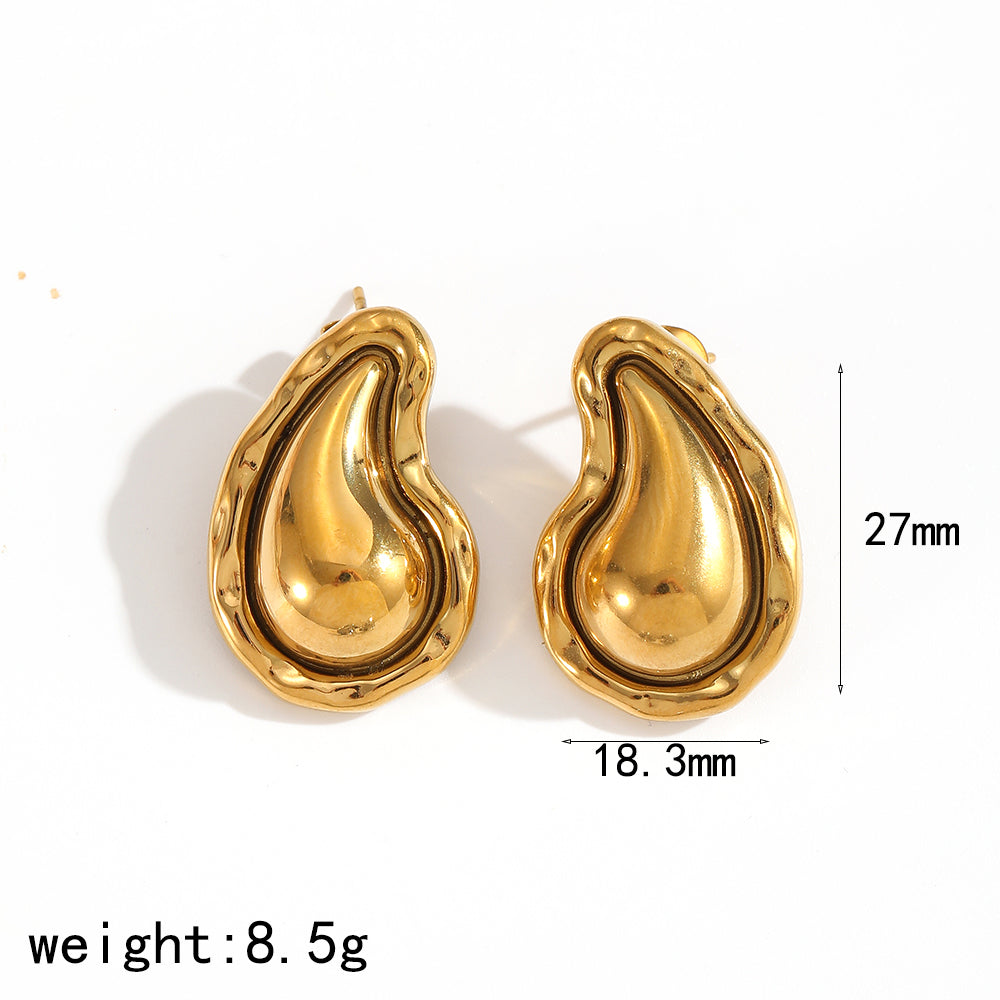 💎🕒 Liquid Drop Earrings – Σκουλαρίκια Σταγόνα από Ατσάλι