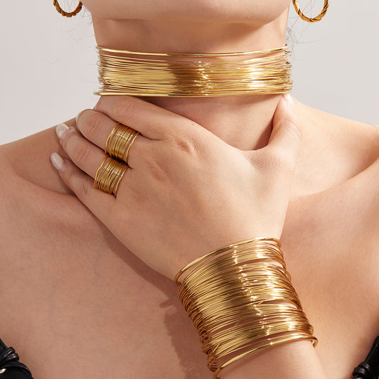 Ατσάλινο statement βραχιόλι multi-wire cuff – Χονδρική So Cute by Dimi