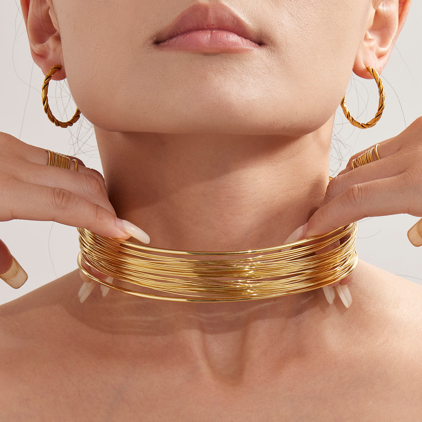 Ατσάλινο statement choker multi-wire σε χρυσό και ασημί – Χονδρική So Cute by Dimi