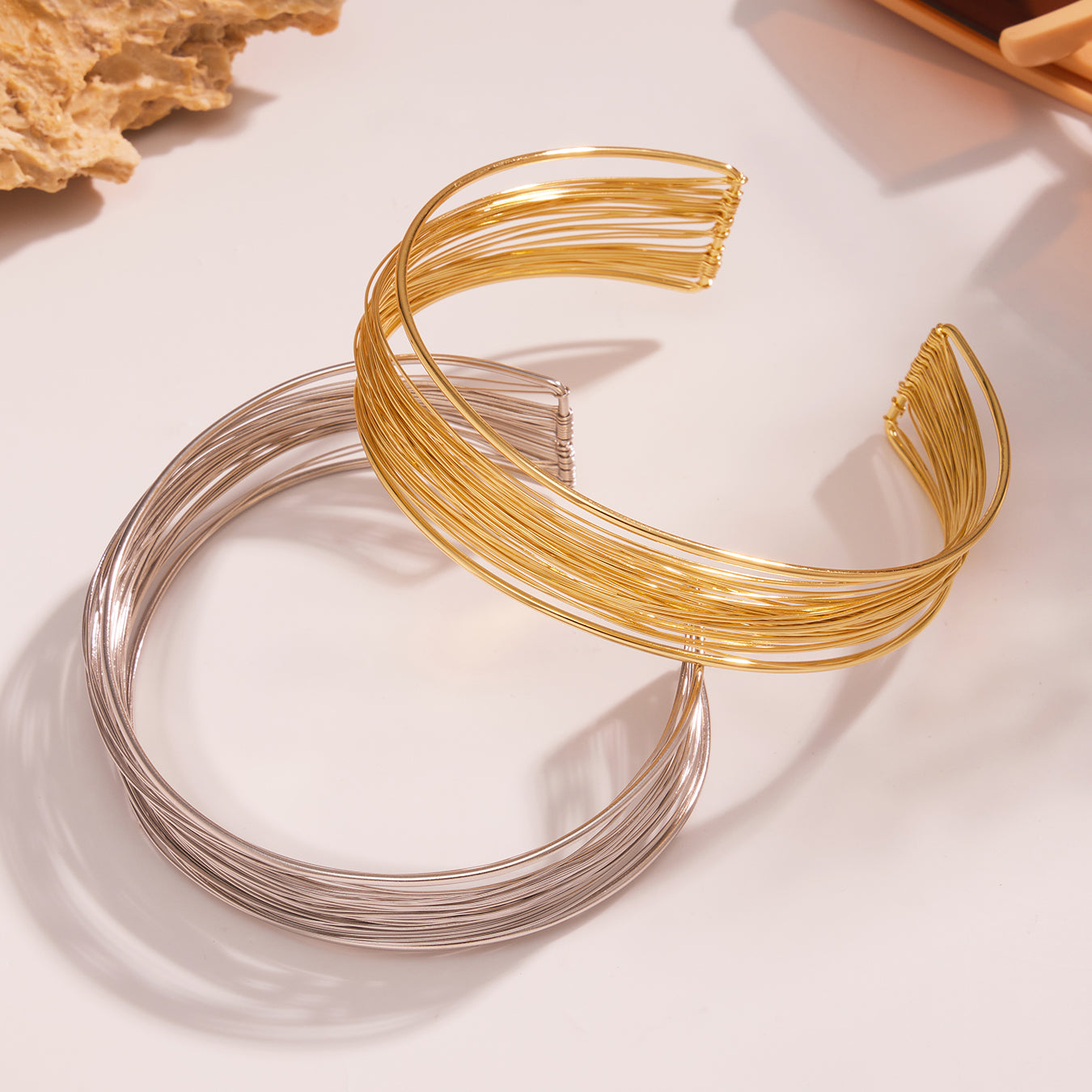 Ατσάλινο statement choker multi-wire σε χρυσό και ασημί – Χονδρική So Cute by Dimi