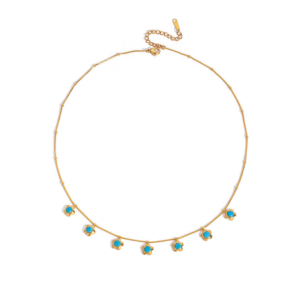 Κολιέ “Azure Dots” – Ατσάλινο με τιρκουάζ πέτρες | So Cute by Dimi Wholesale