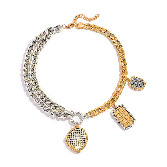 Κολιέ chain link διχρωμίας με multi charms – Χονδρική So Cute by Dimi