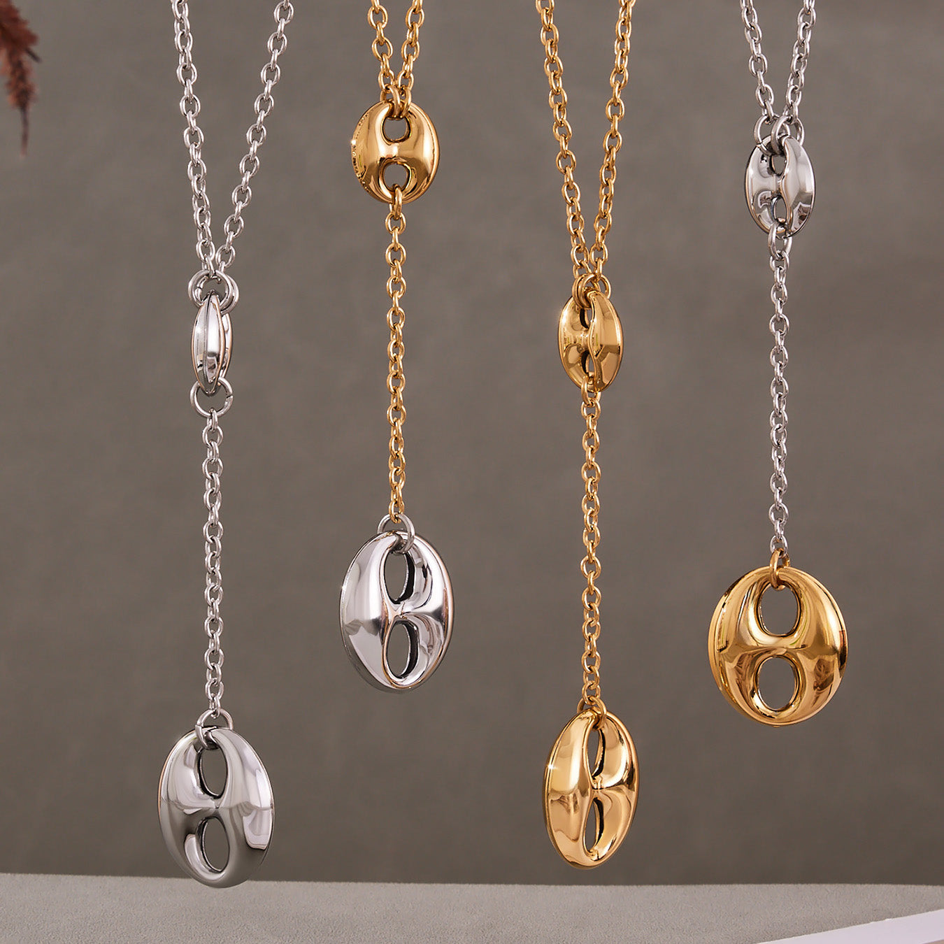 Κολιέ Y Necklace από ατσάλι με γεωμετρικό μοτίφ – Χονδρική So Cute by Dimi