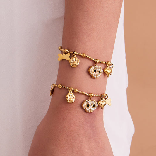 Βραχιόλι Dog Lover Charms από ατσάλι με ζιργκόν – Χονδρική So Cute by Dimi