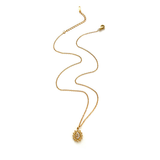 Ατσάλινο κολιέ με στρογγυλό μοτίφ ζιργκόν – Χονδρική So Cute by Dimi