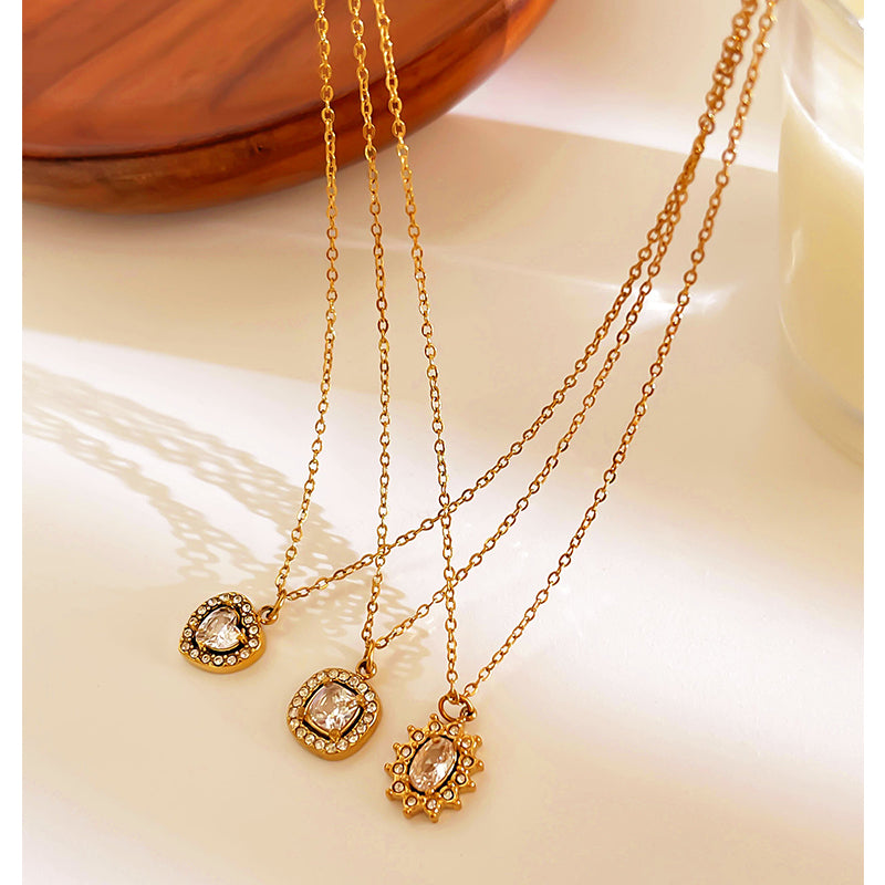 Ατσάλινα κολιέ με μοτίφ με ζιργκόν - Χονδρική So Cute by DImi