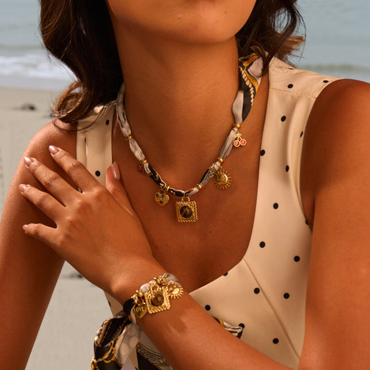 Κολιέ Tiger Eye με silk scarf κορδόνι – So Cute by Dimi B2B