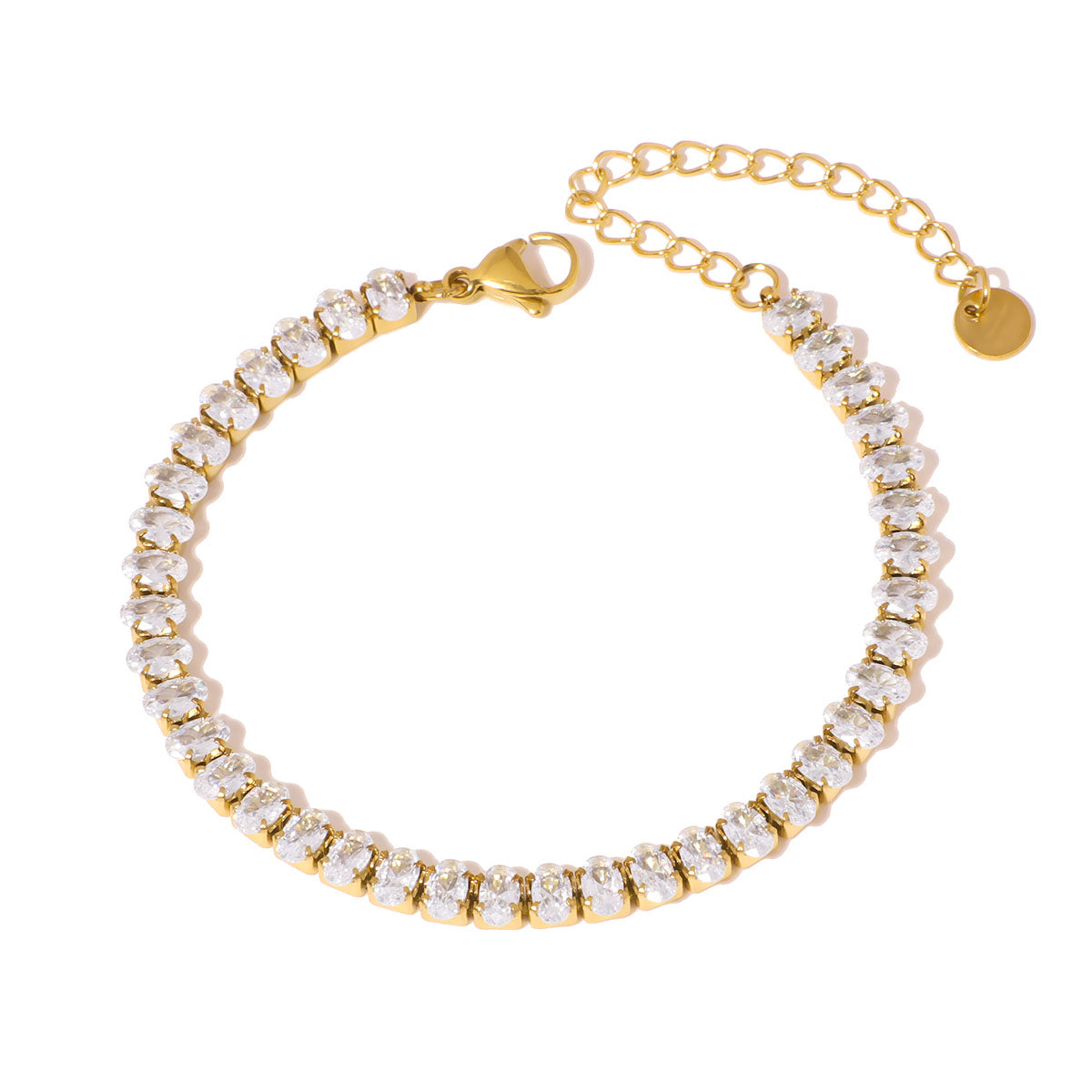 Ατσάλινο βραχιόλι tennis χρυσό με ζιργκόν – So Cute by Dimi χονδρική