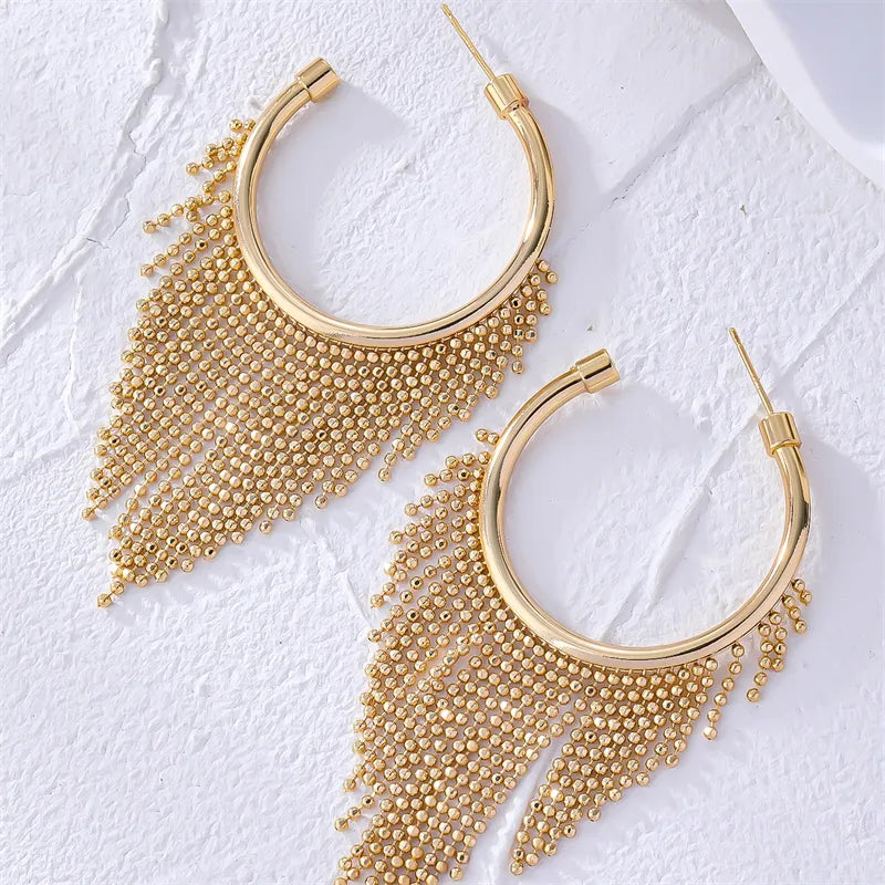 Modern Style Tassel Plating Copper 18k Gold Plated Earrings