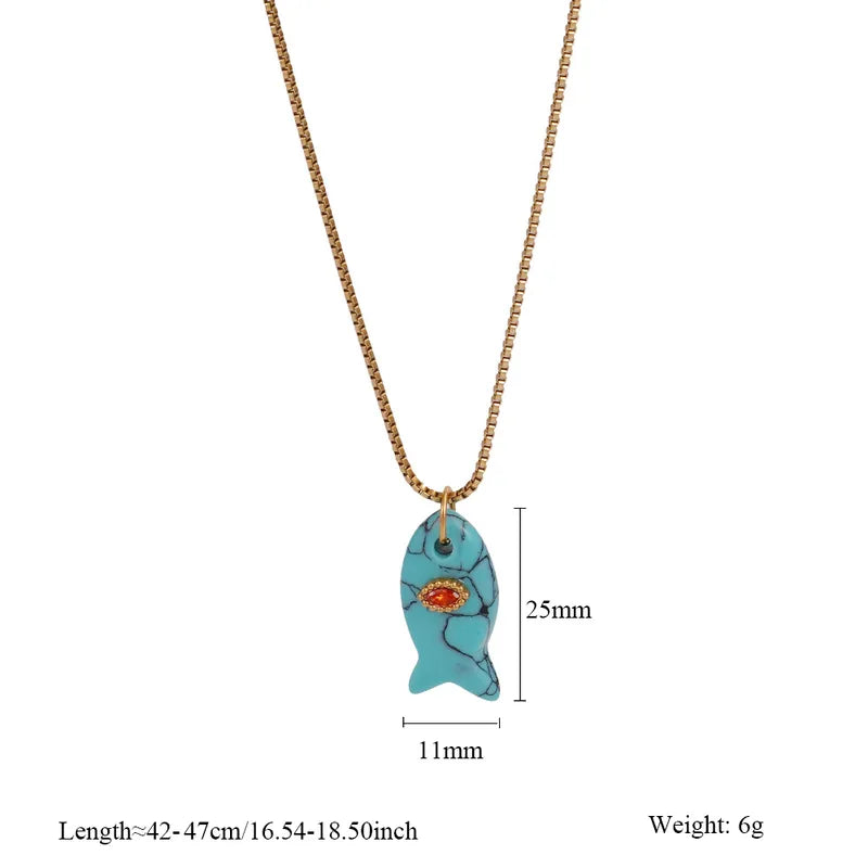 Cute Fish 304 Stainless Steel Plating Pendant Necklace