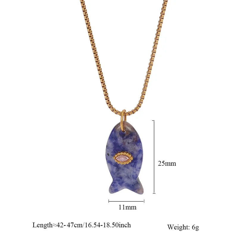 Cute Fish 304 Stainless Steel Plating Pendant Necklace